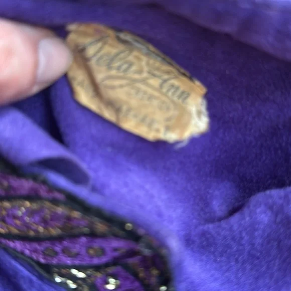 1960s Dela-Ann Metallic Trim, Asymmetrical Wrist,‎ Zip Up Velour Caftan Robe